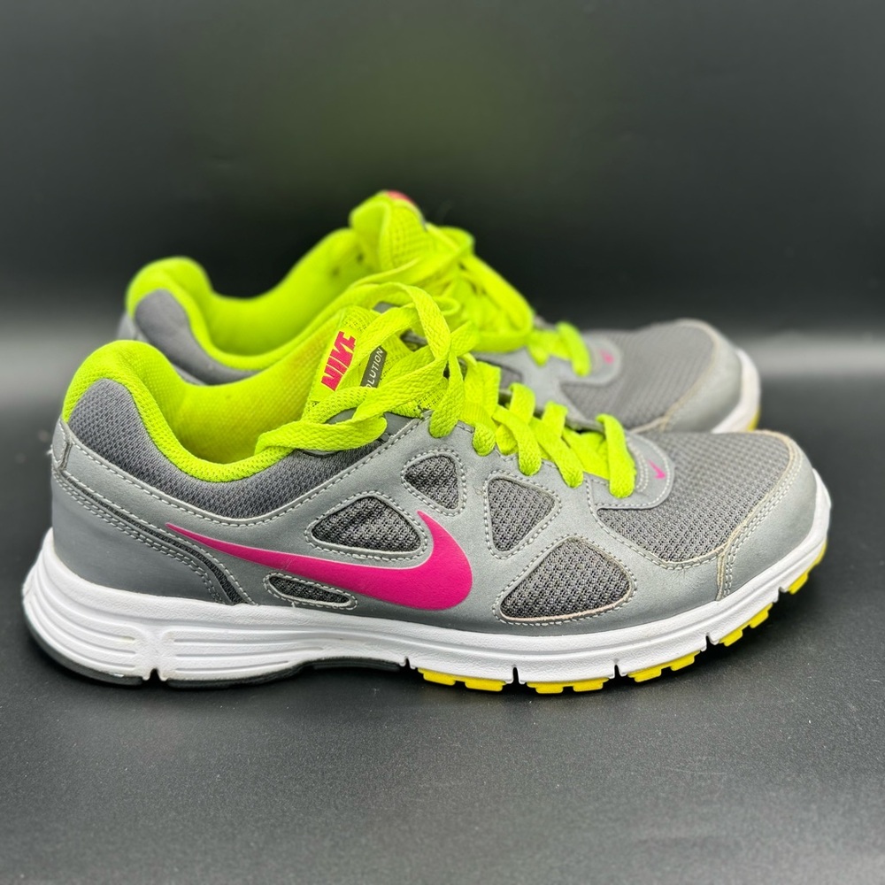 Nike Women's Gray and Neon Yellow Athletic Shoes